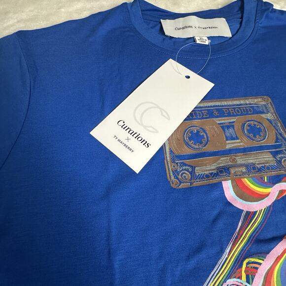 Curations X Ty Mayberry Unisex Blue Retro Cassette LGBTQ Pride Proud Size XL NWT - Picture 3 of 7